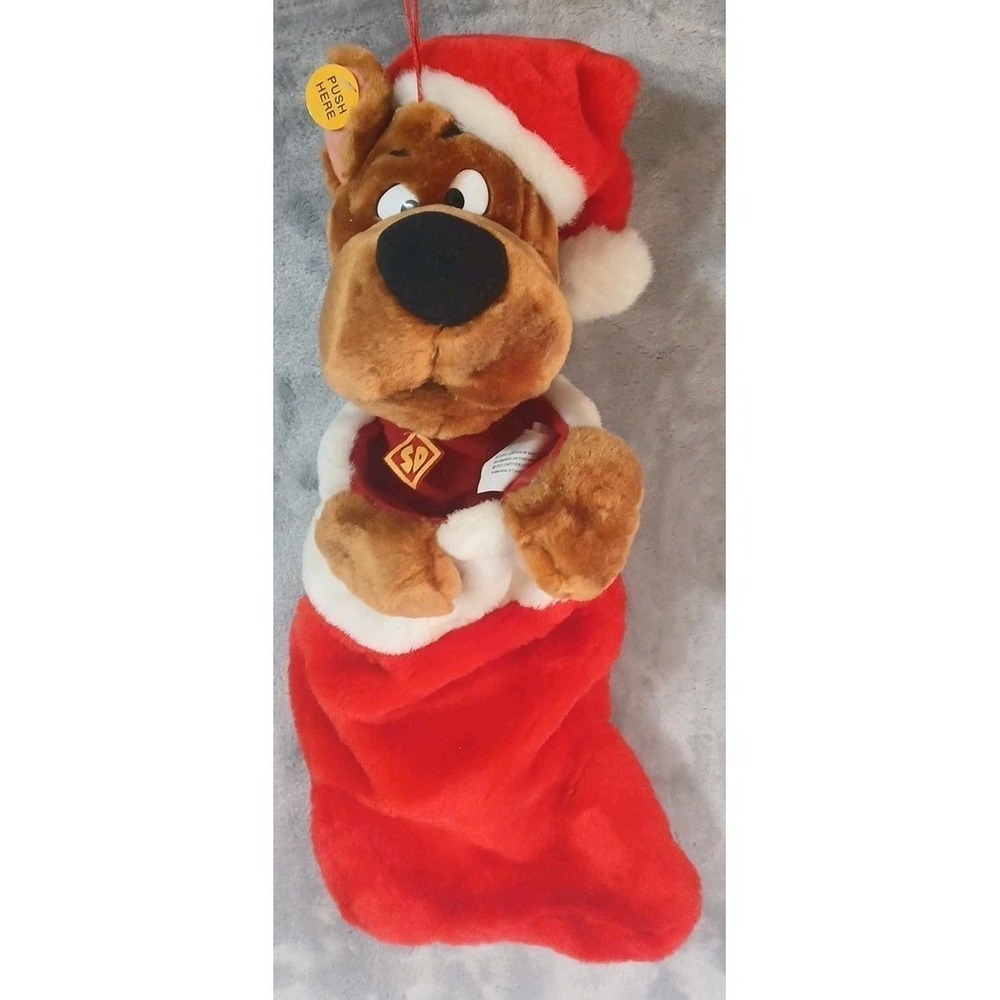 Vintage Singing Musical Scooby Doo Christmas Stocking Gemmy Cartoon Network READ